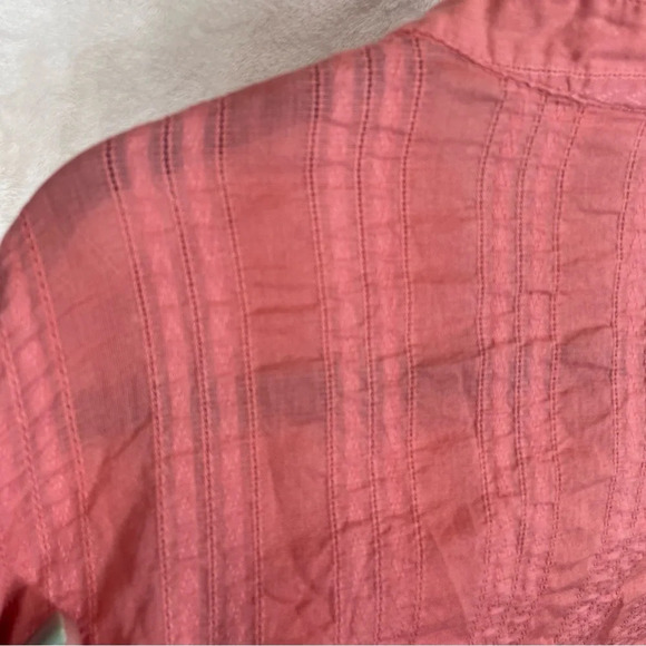 Quizz woman casual button down shirt coral pink beaded floral coastal cotton 22 - Picture 8 of 8